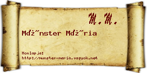 Münster Mária névjegykártya